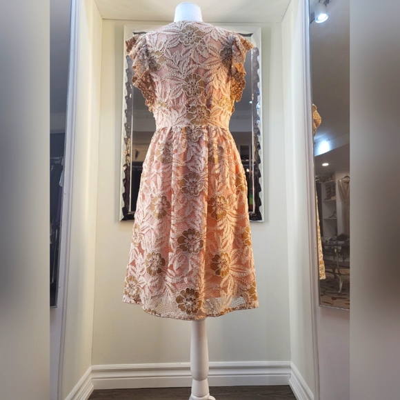 Anna Sui Gold and pink lace dress - Picture 3 of 4